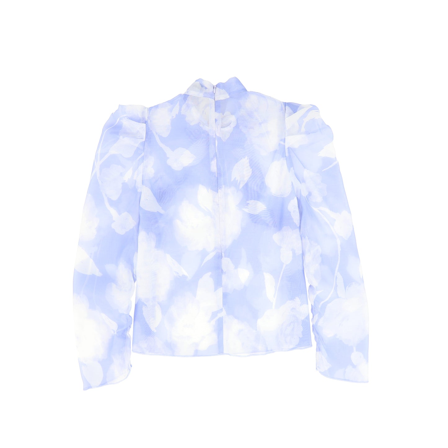 VALENTINA BLUE FLORAL ORGANZA TIE BLOUSE