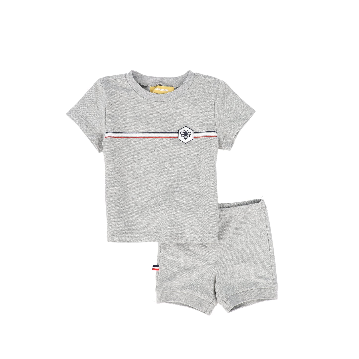 LE BOURDON GREY BEE PATCH T-SHIRT SET