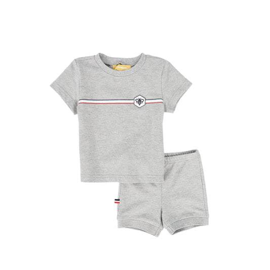 LE BOURDON GREY BEE PATCH T-SHIRT SET