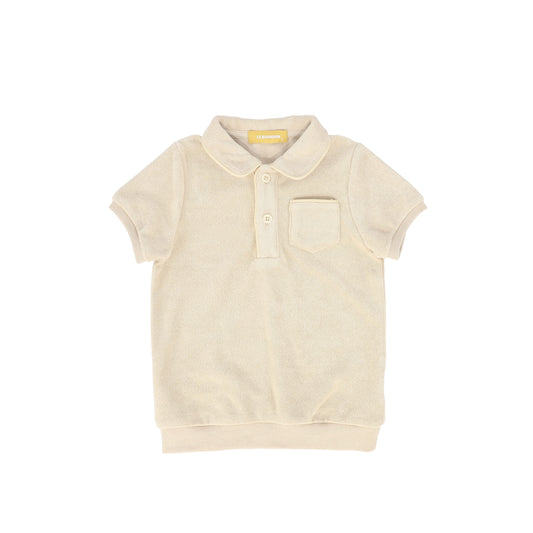 LE BOURDON BEIGE PIPED TRIM TERRY POLO