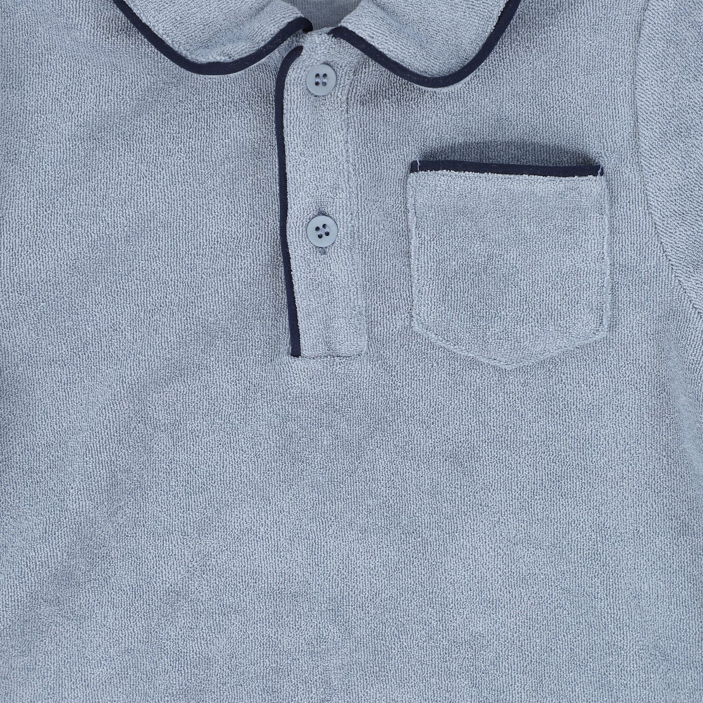 LE BOURDON BLUE PIPED TRIM TERRY POLO