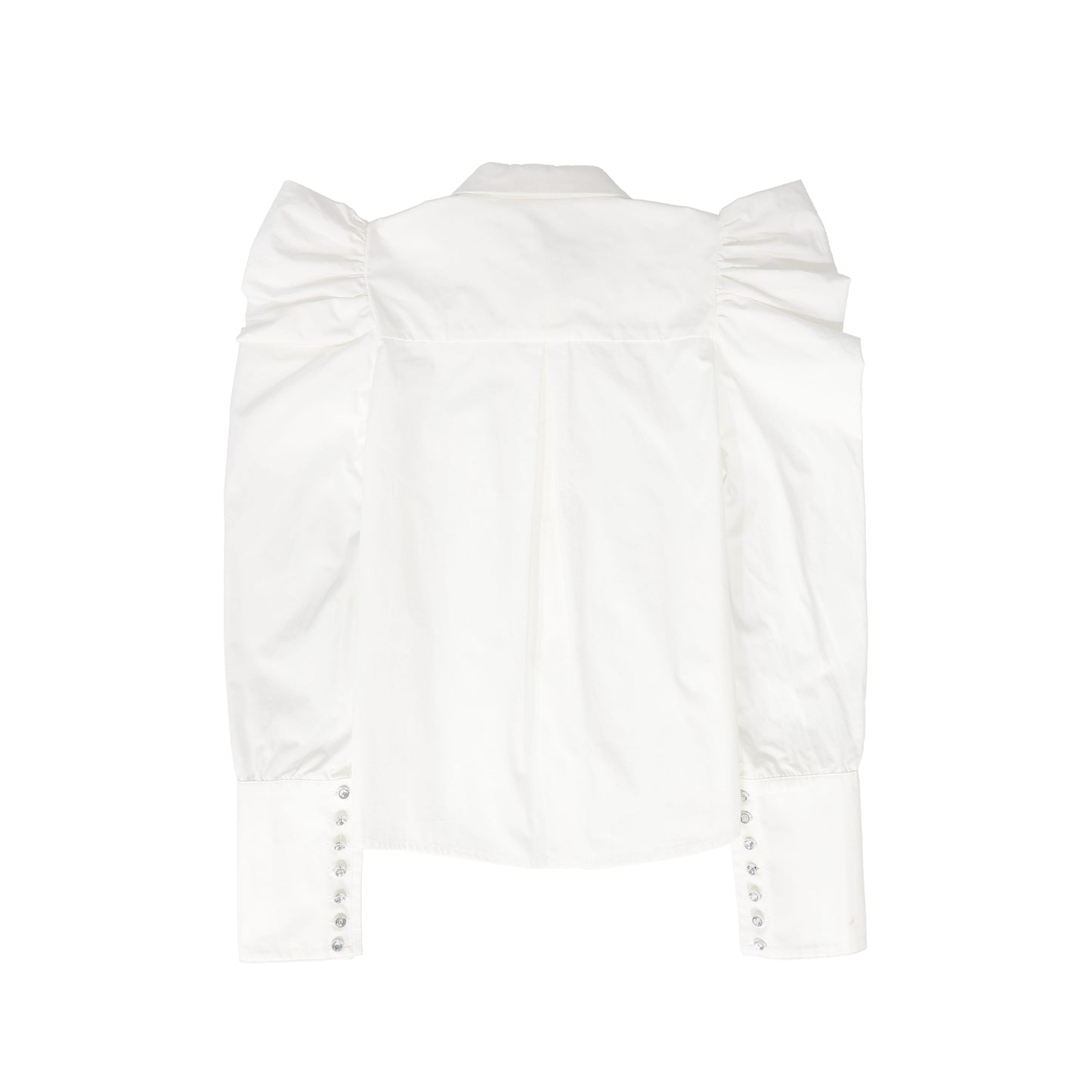 VALENTINA WHITE DIAMOND BUTTON PUFF SHOULDER BLOUSE