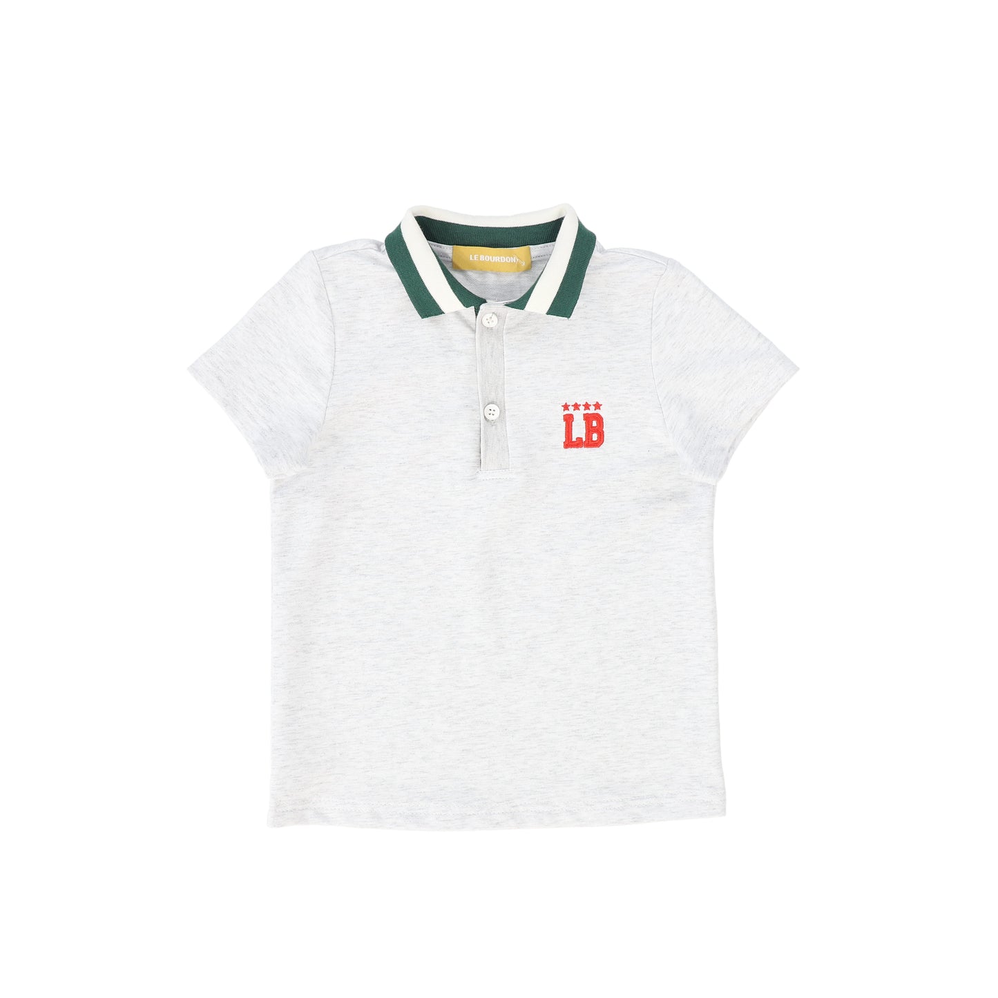 LE BOURDON GREY VARSITY TRIM COLLAR POLO
