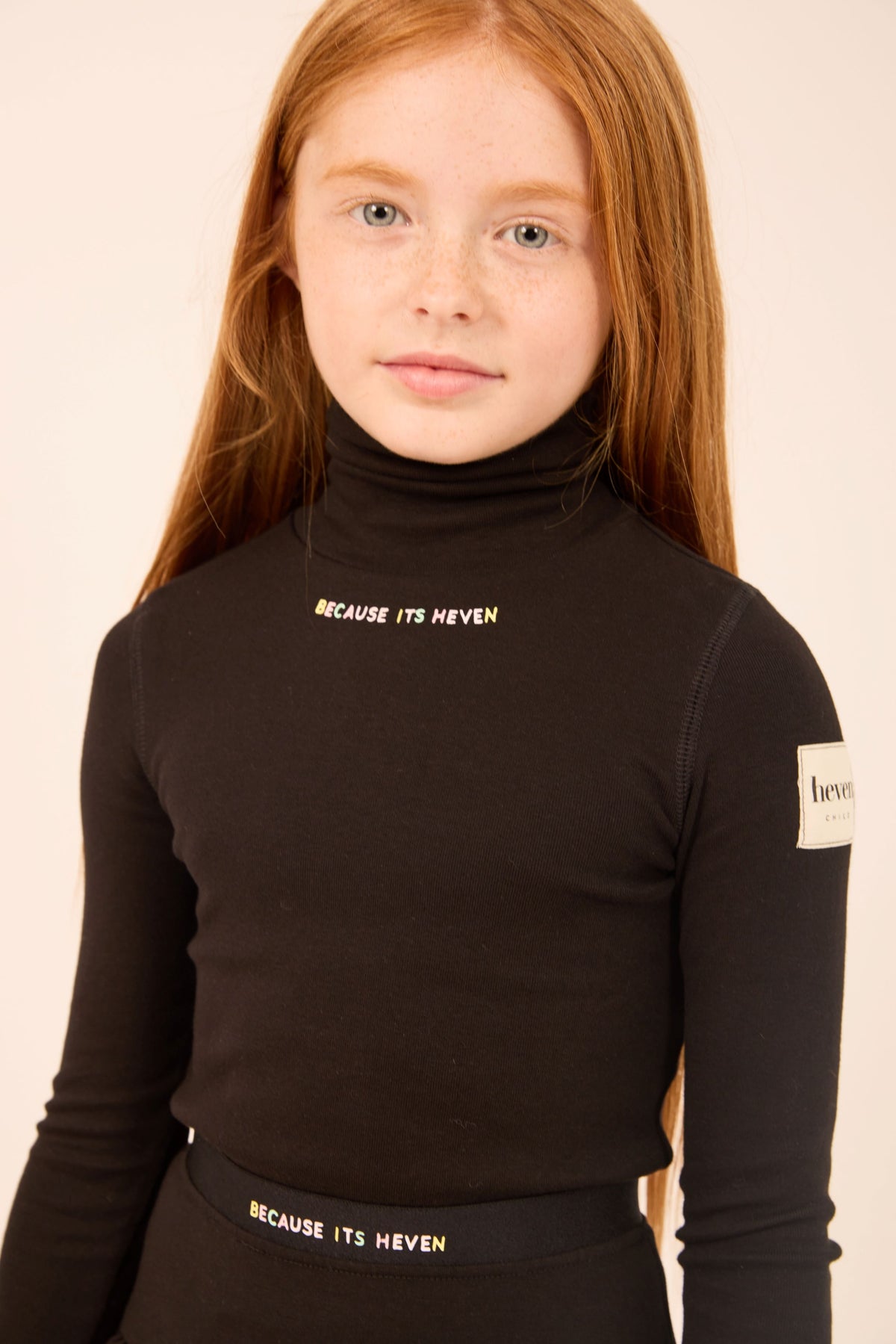 HEVEN CHILD BLACK WORDED TURTLENECK