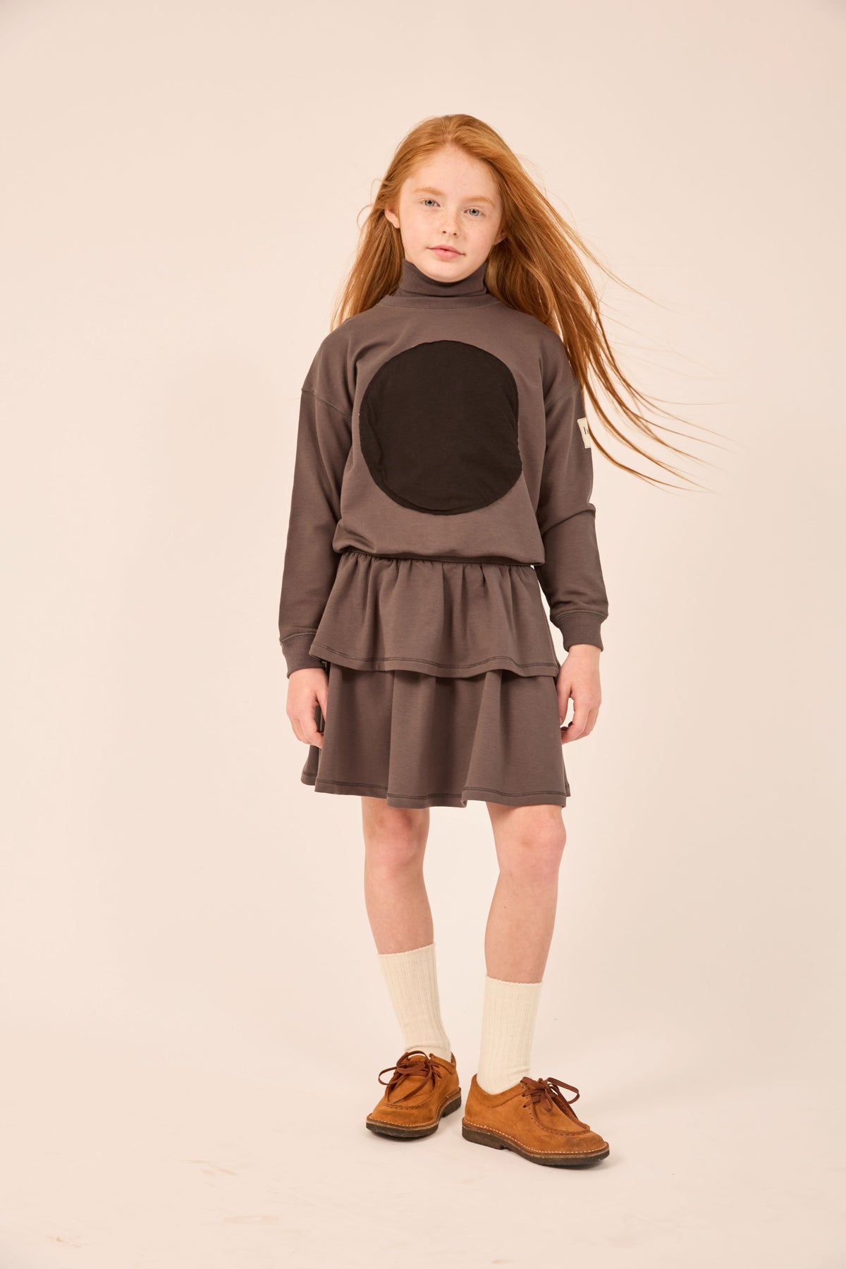 HEVEN CHILD GREY WORDED TIERED SKIRT