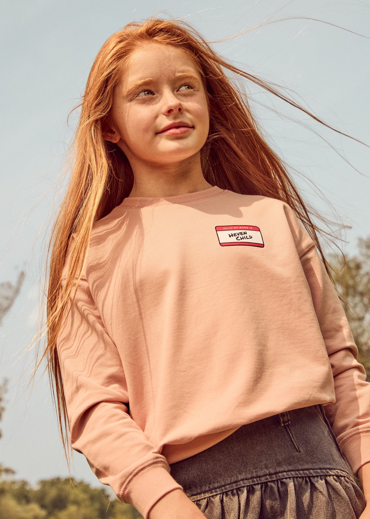HEVEN CHILD PINK NAME TAG SWEATSHIRT