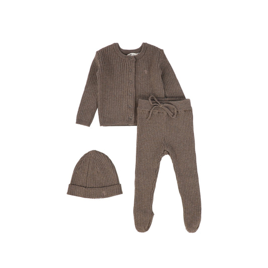 CREW KIDS BROWN  RIBBED KNIT SWEATER SET