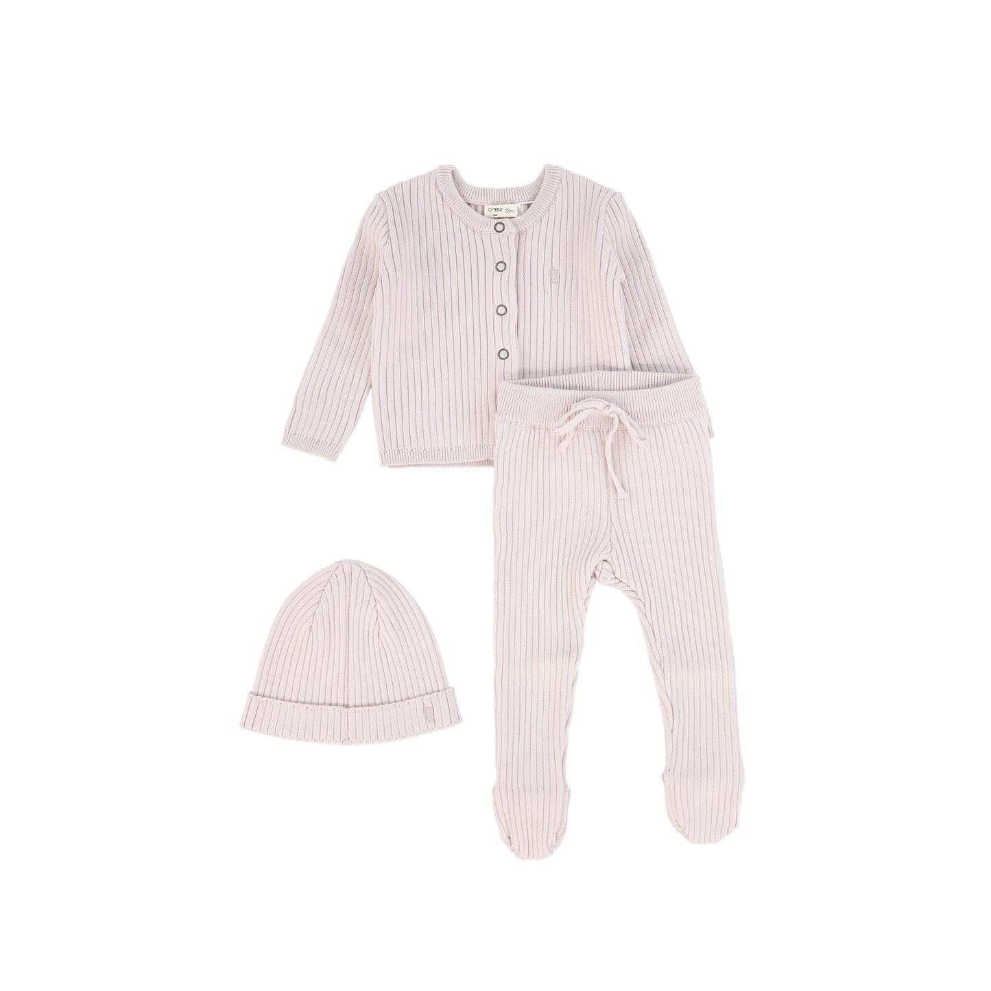 CREW KIDS LIGHT PINK RIBBED KNIT SWEATER SET