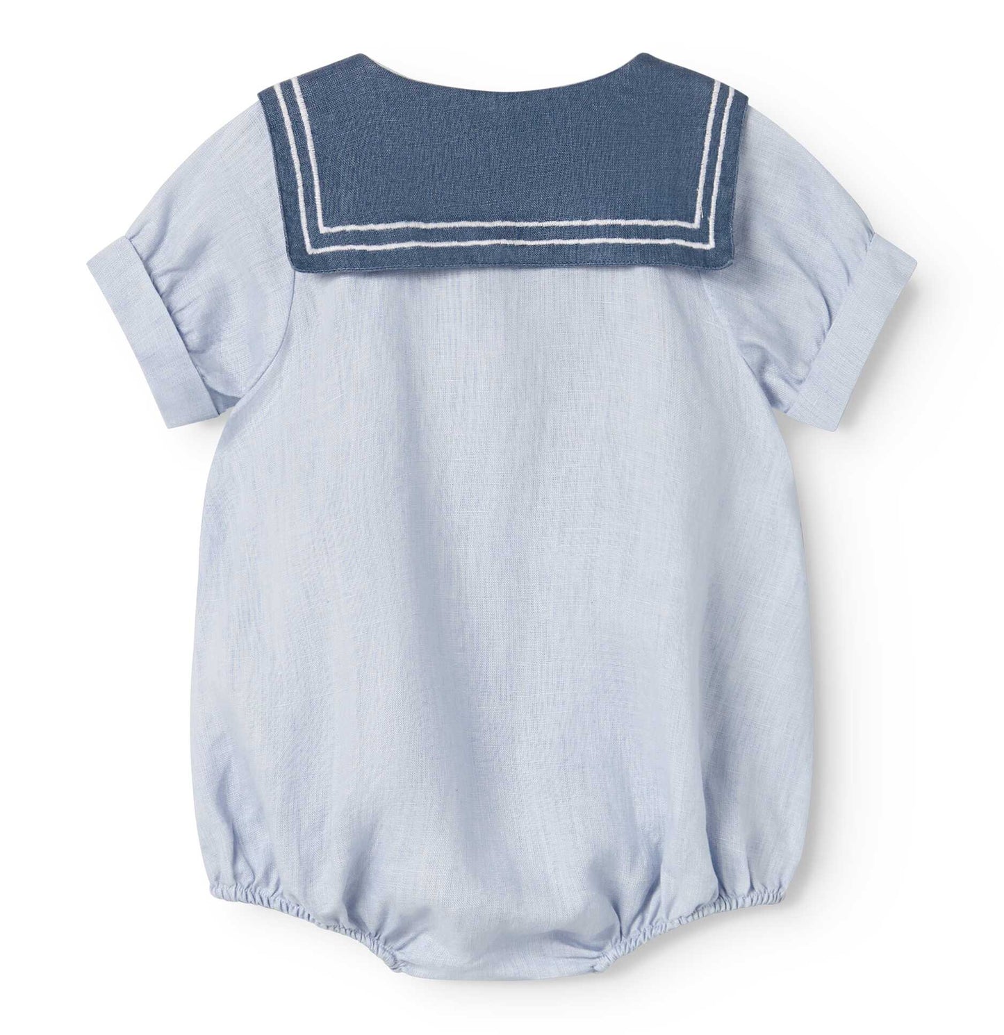 MARMAR COPENHAGEN BLUE LINEN SAILOR COLLAR ROMPER