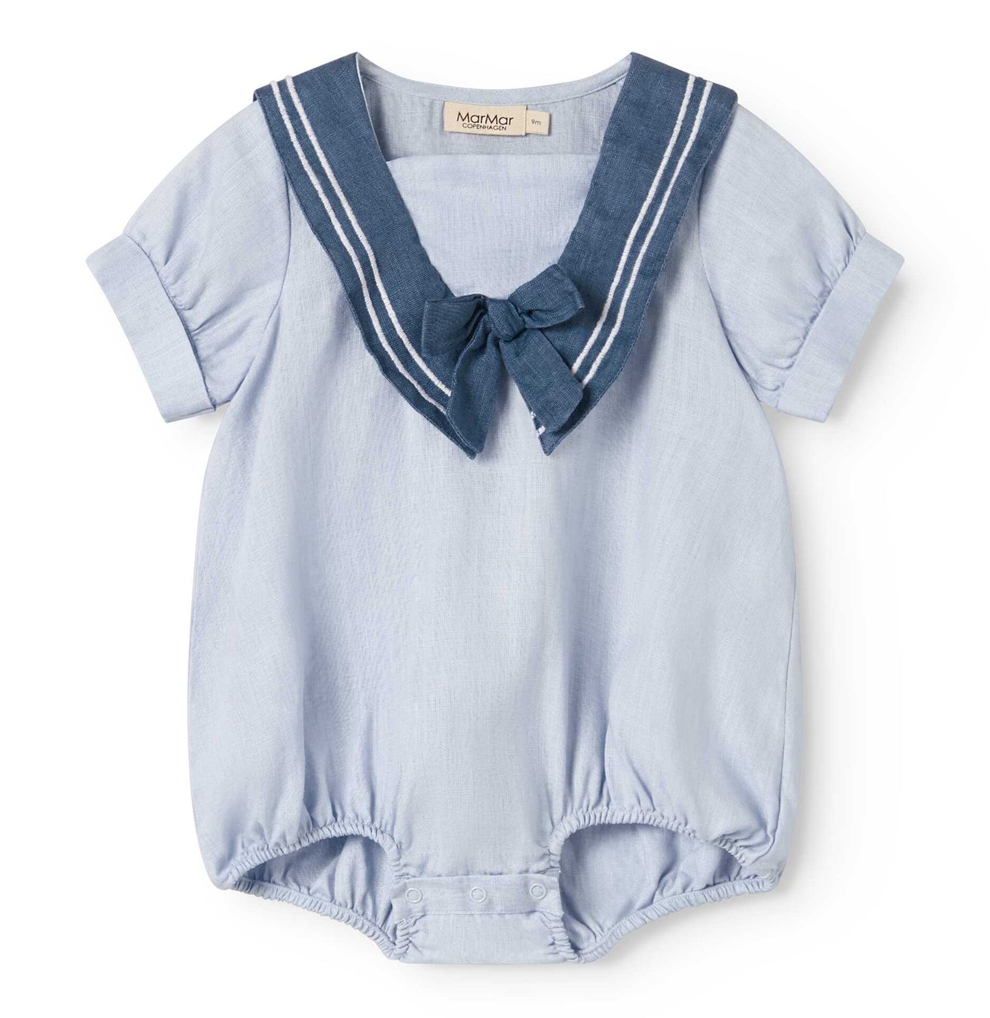 MARMAR COPENHAGEN BLUE LINEN SAILOR COLLAR ROMPER