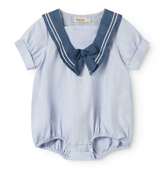 MARMAR COPENHAGEN BLUE LINEN SAILOR COLLAR ROMPER