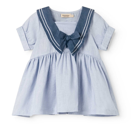 MARMAR COPENHAGEN BLUE LINEN SAILOR COLLAR DRESS