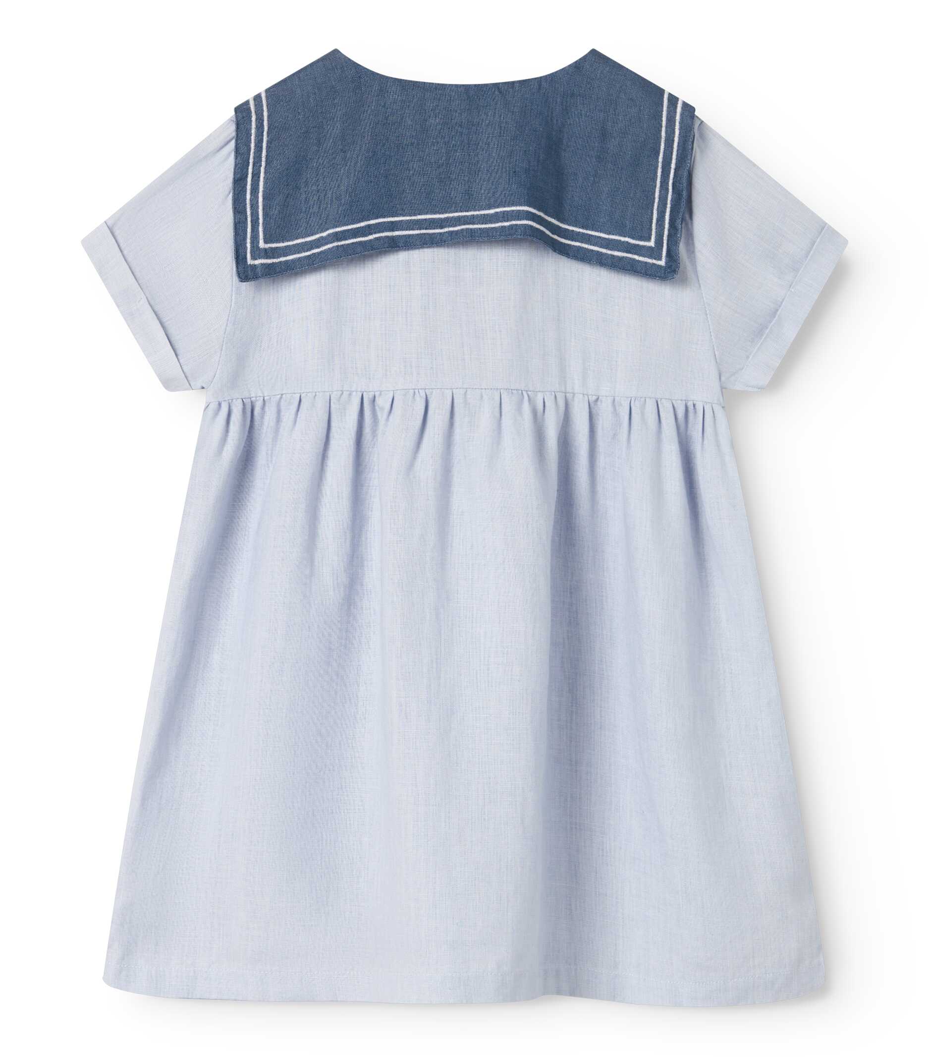 Blue Linen Sailor Collar Dress | Size 8 by MarMar Copenhagen Blue Linen Sailor Collar Dress | Size 8 by MarMar Copenhagen