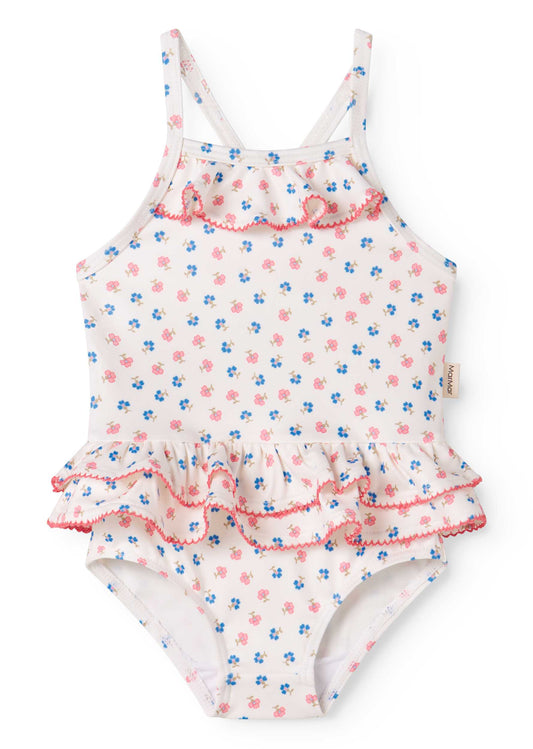 MARMAR COPENHAGEN PALE PINK TINY FLOWER RUFFLE LAYER SWIMSUIT