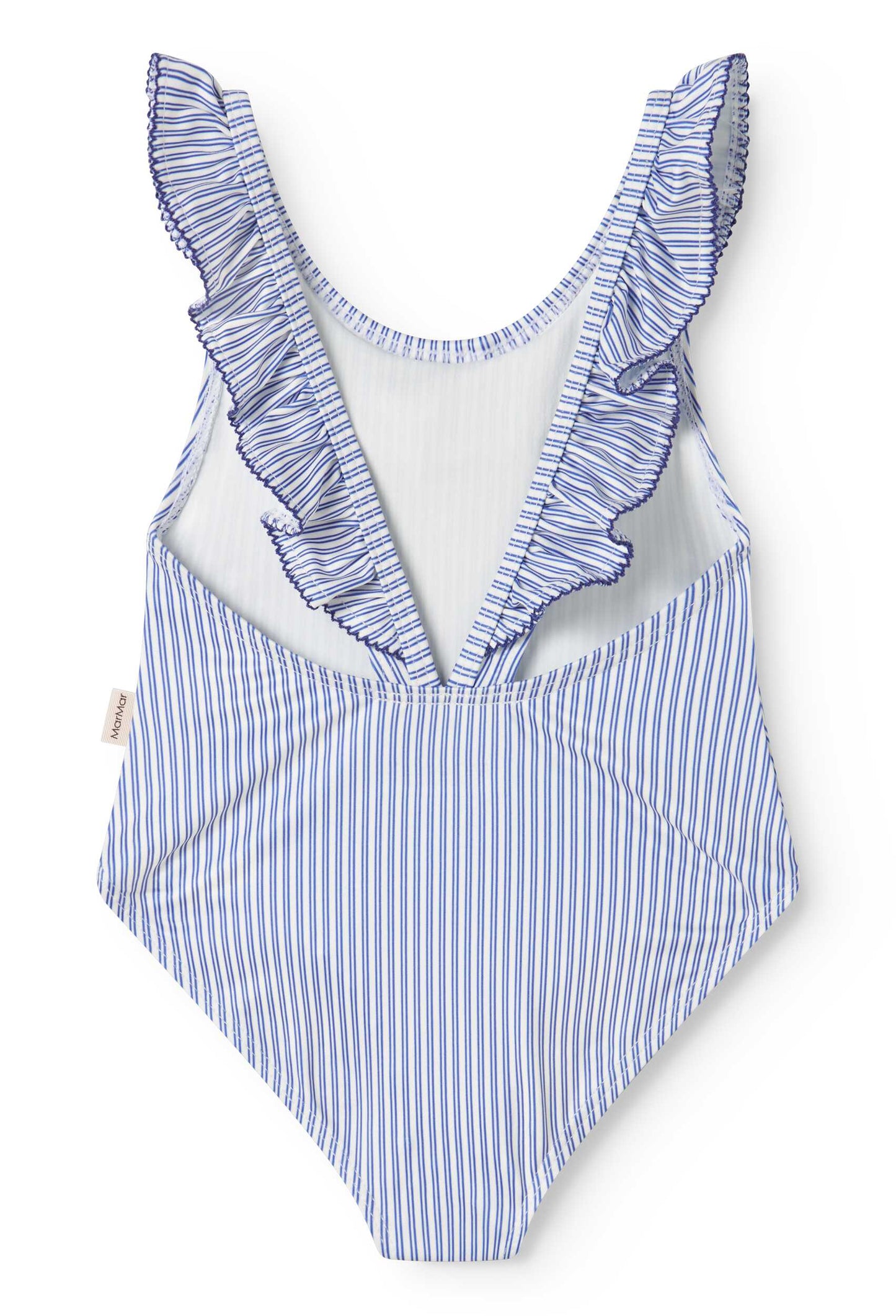 MARMAR COPENHAGEN BLUE THIN STRIPE RUFFLE SWIMSUIT