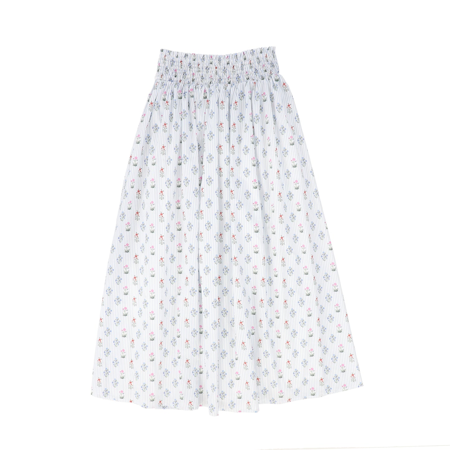 BAMBOO LIGHT BLUE STRIPE FLORAL BUNCH MAXI SKIRT [FINAL SALE]