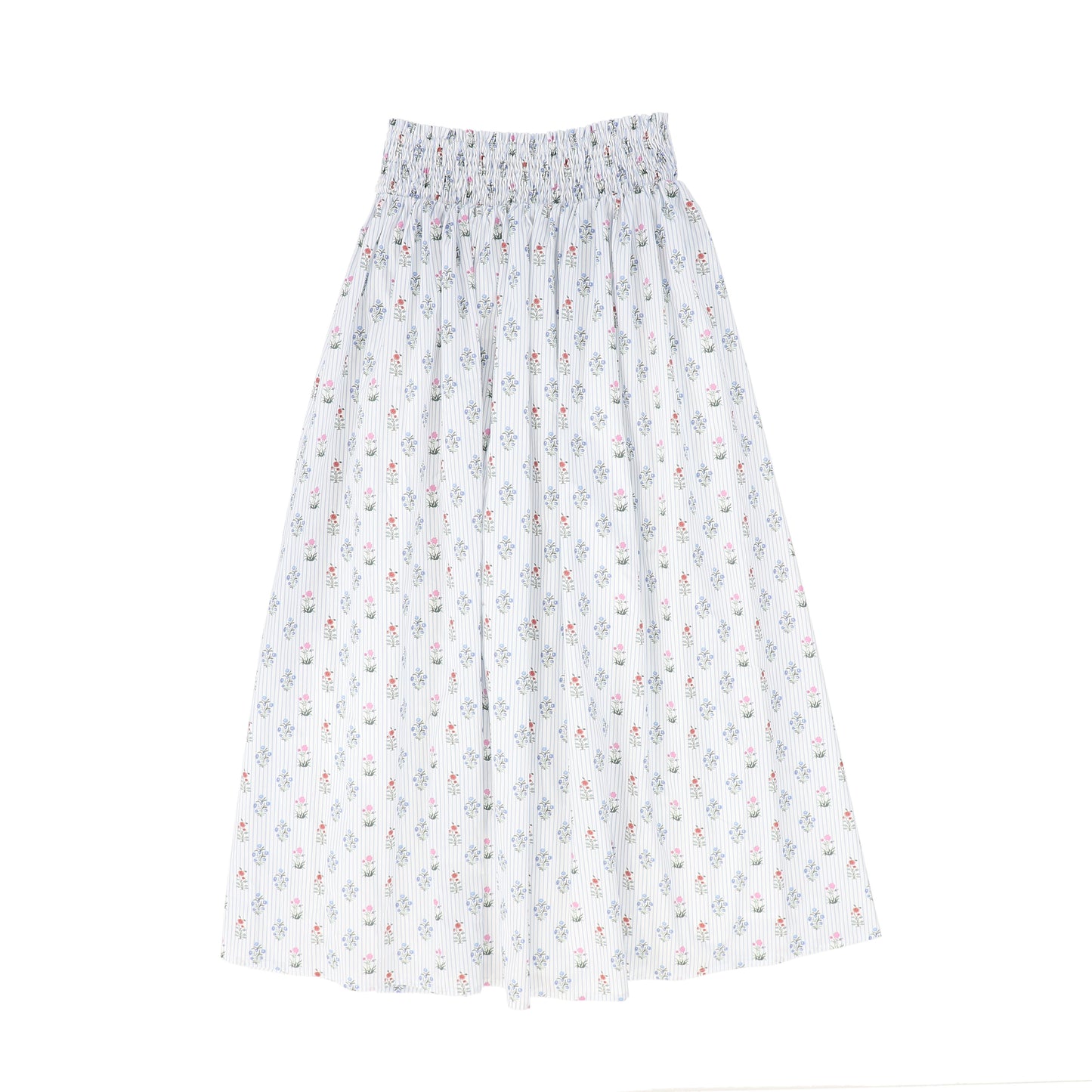 BAMBOO LIGHT BLUE STRIPE FLORAL BUNCH MAXI SKIRT [FINAL SALE]