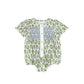 BAMBOO GREEN/BLUE FLOWER PRINT SMOCK ROMPER