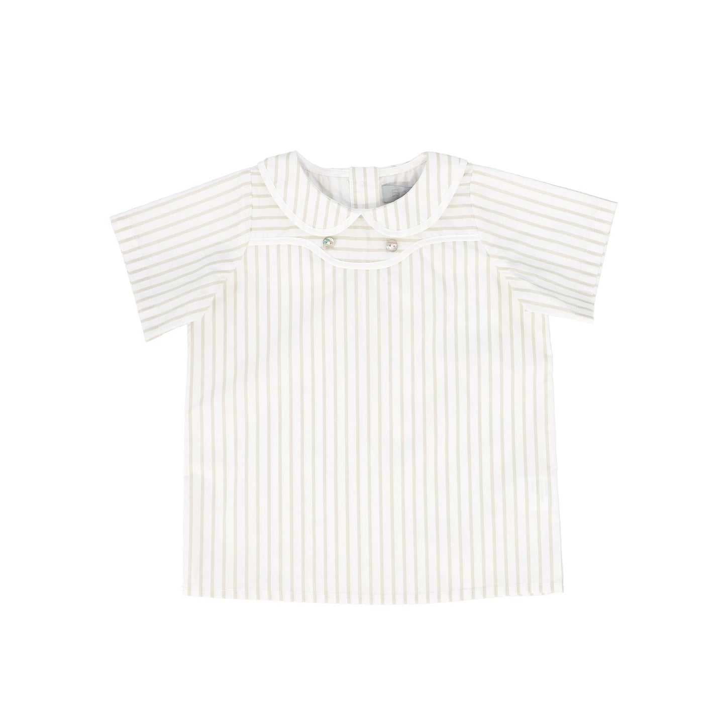 BACE COLLECTION WHITE/TAN STRIPED COLLAR BLOUSE