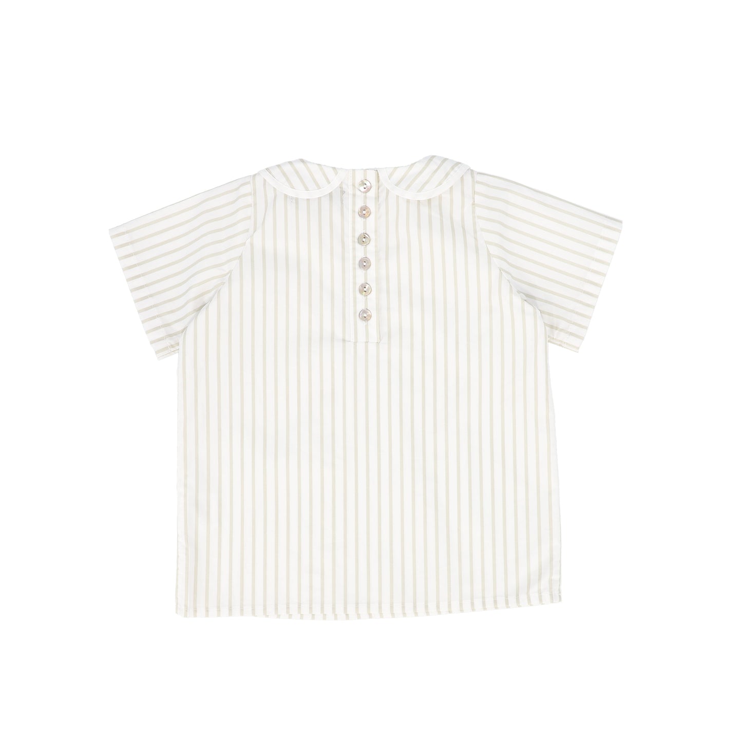 BACE COLLECTION WHITE/TAN STRIPED COLLAR BLOUSE