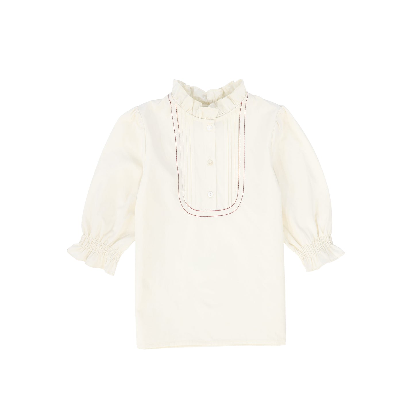 BAMBOO IVORY PLEATED BIB BLOUSE