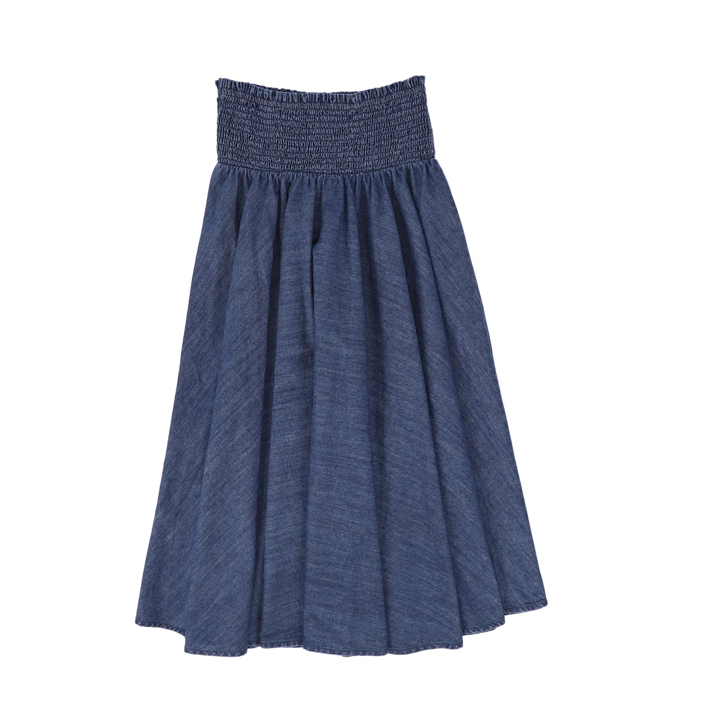 BAMBOO BLUE DENIM SMOCK MAXI SKIRT