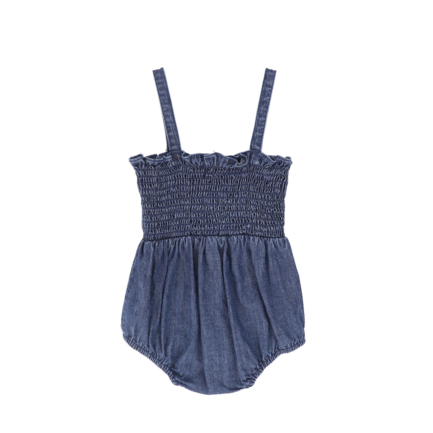 BAMBOO BLUE DENIM SMOCK ROMPER