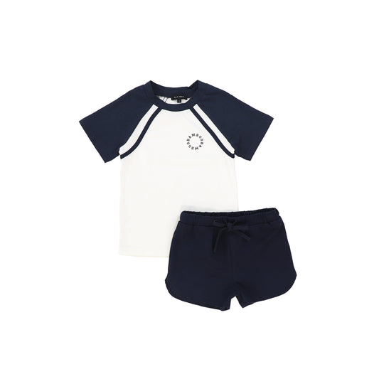 BAMBOO NAVY RAGLAN LOGO SS SET