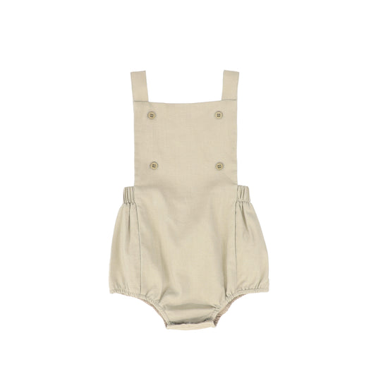 BACE COLLECTION TAN LINEN BUTTON ROMPER