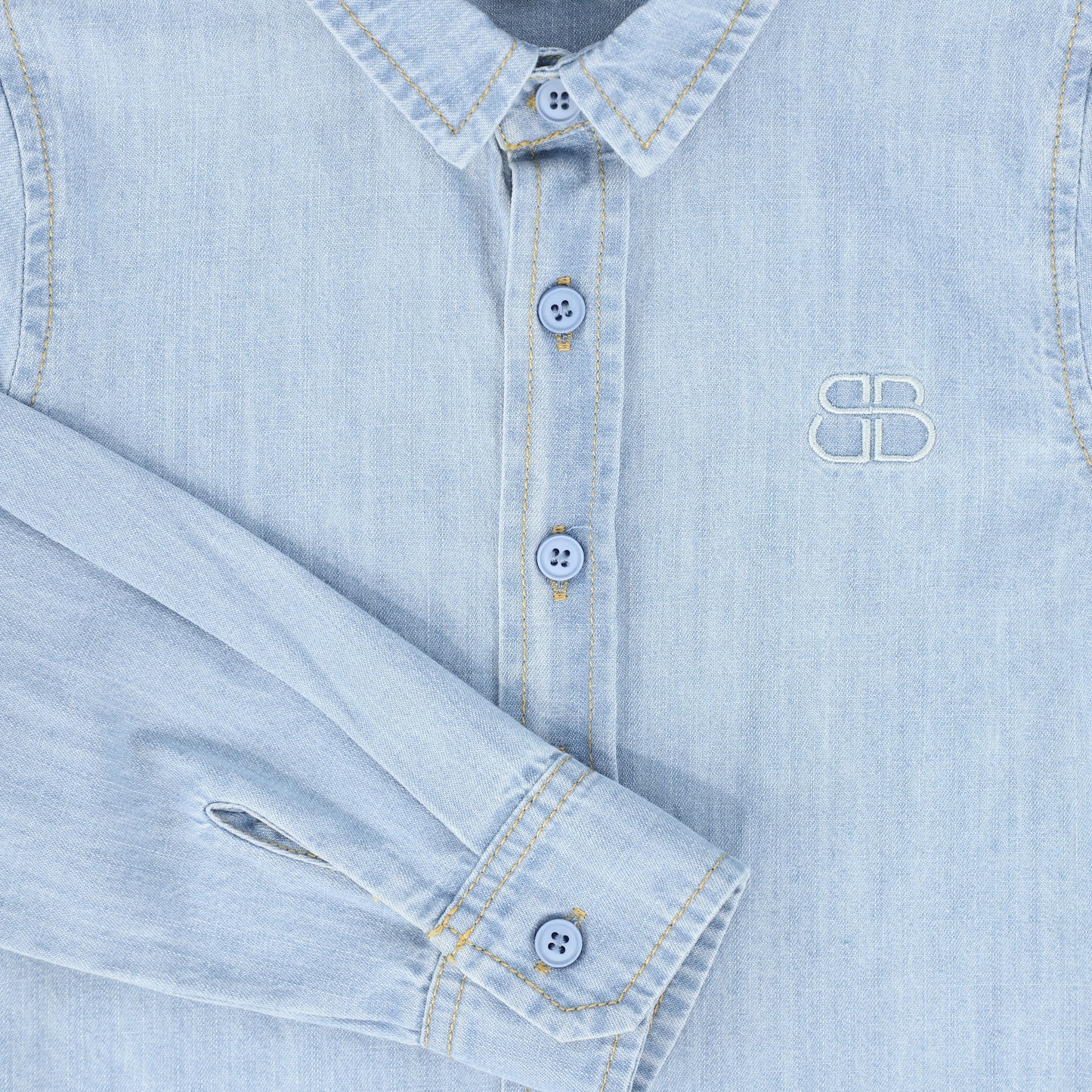 BAMBOO LIGHT BLUE DENIM LOGO SHIRT