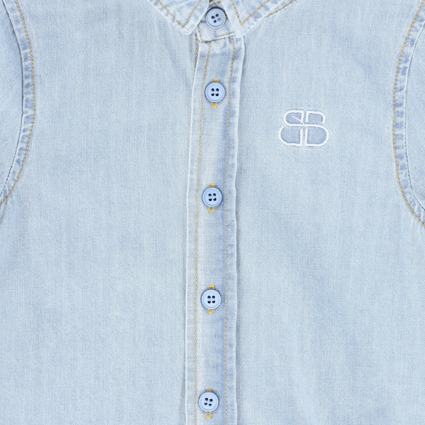 BAMBOO LIGHT BLUE DENIM LOGO SS SHIRT
