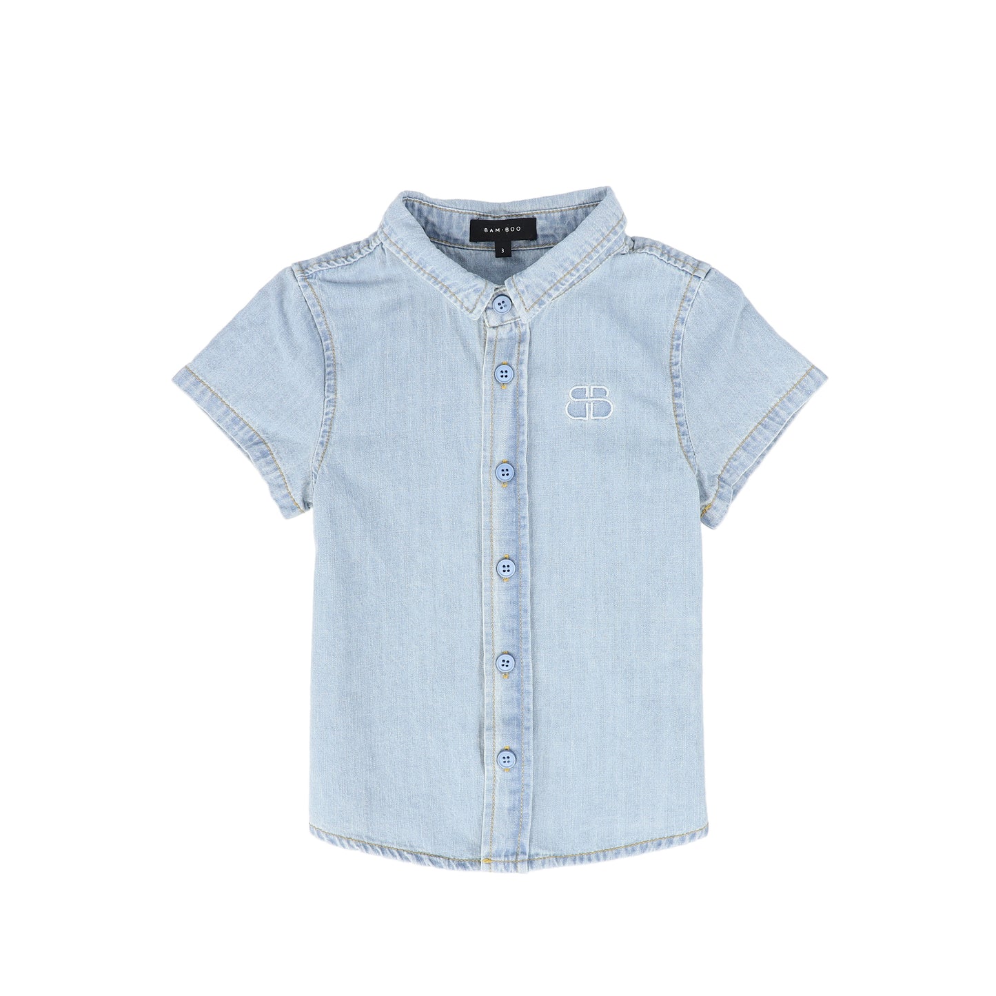 BAMBOO LIGHT BLUE DENIM LOGO SS SHIRT