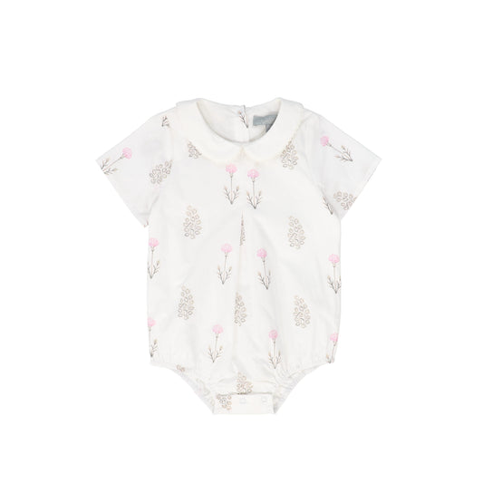 BACE COLLECTION BEIGE FLORAL SCATTERED COLLAR ROMPER