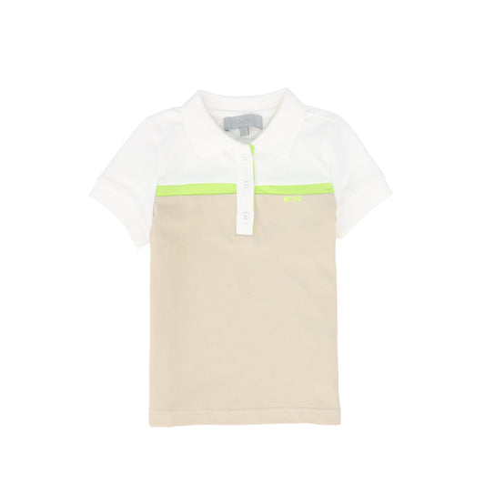 BACE COLLECTION TAN STRIPED CONTRAST PIQUE POLO