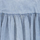 VALENTINA LIGHT BLUE DENIM DROP WAIST PLEAT MAXI SKIRT