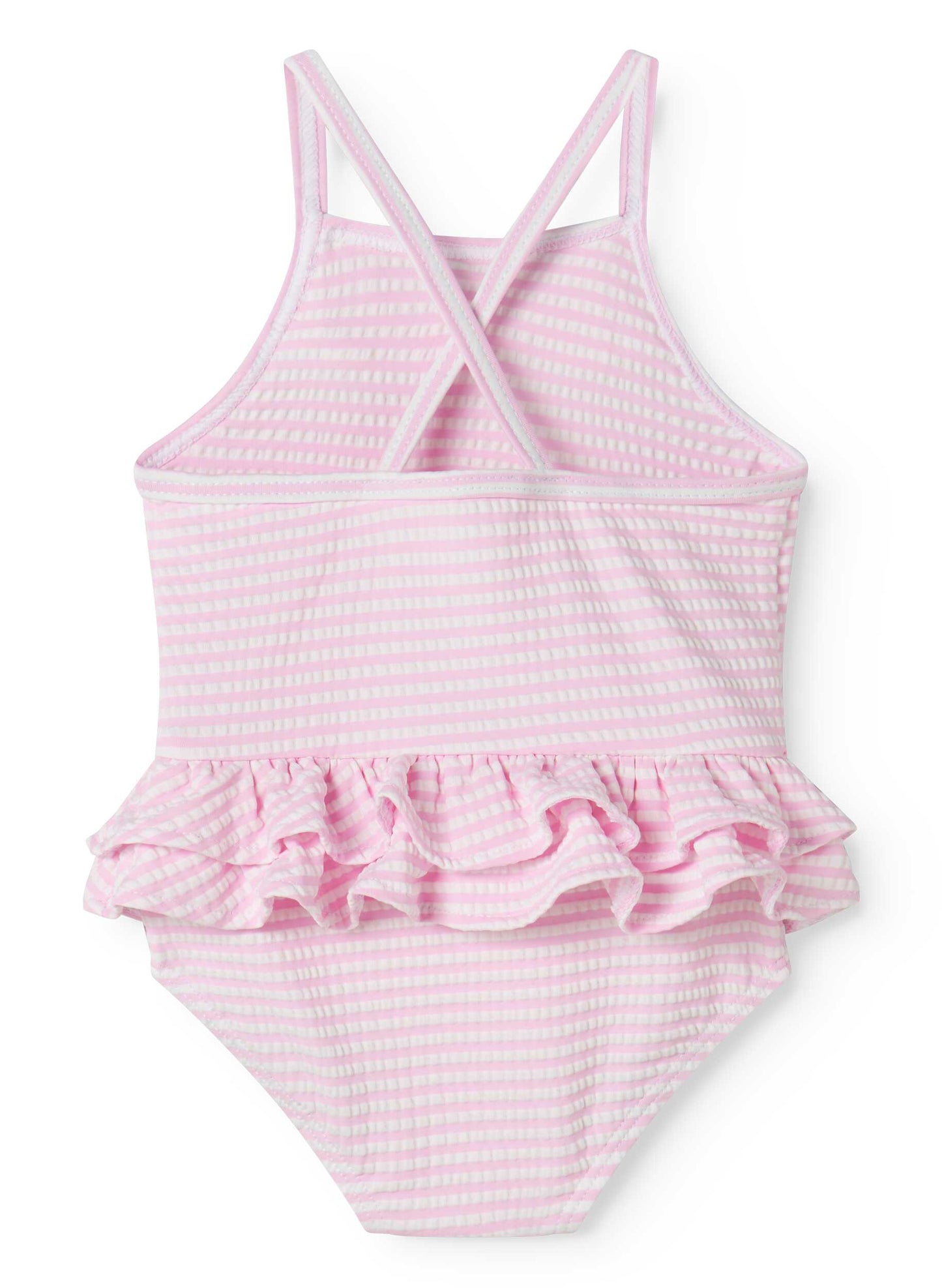 MARMAR COPENHAGEN PINK THIN STRIPE RUFFLE LAYER SWIMSUIT