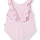 MARMAR COPENHAGEN PINK THIN STRIPE RUFFLE SWIMSUIT