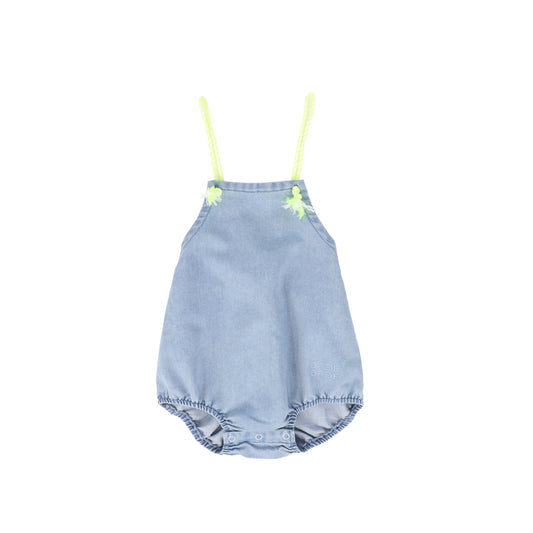 BACE COLLECTION LIGHT BLUE DENIM ROPE ROMPER