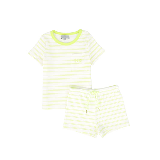 BACE COLLECTION YELLOW STRIPED RIBBED T-SHIRT SET