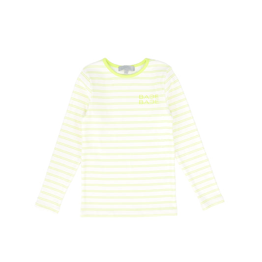 BACE COLLECTION YELLOW STRIPED RIBBED LS T-SHIRT