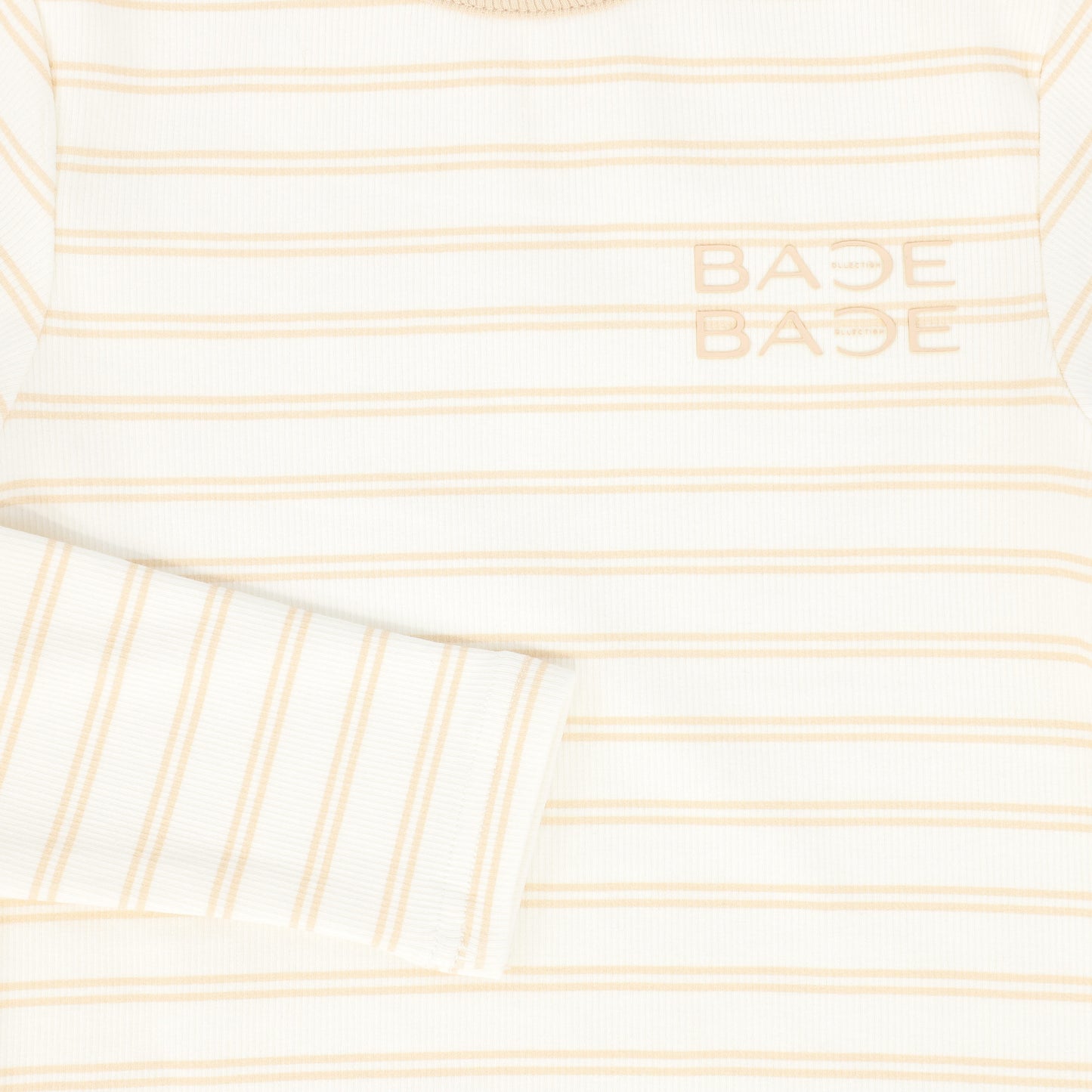 BACE COLLECTION TAN STRIPED RIBBED LS T-SHIRT