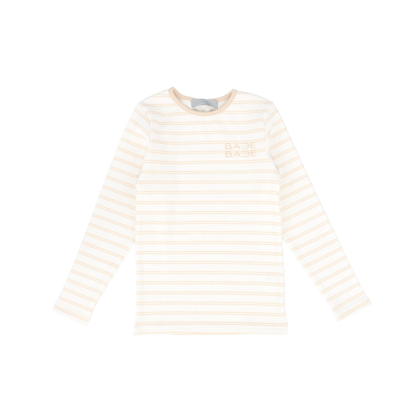 BACE COLLECTION TAN STRIPED RIBBED LS T-SHIRT