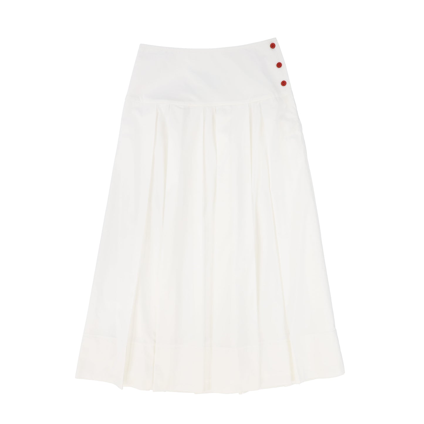 BAMBOO WHITE EMBROIDERED BUTTON MAXI SKIRT