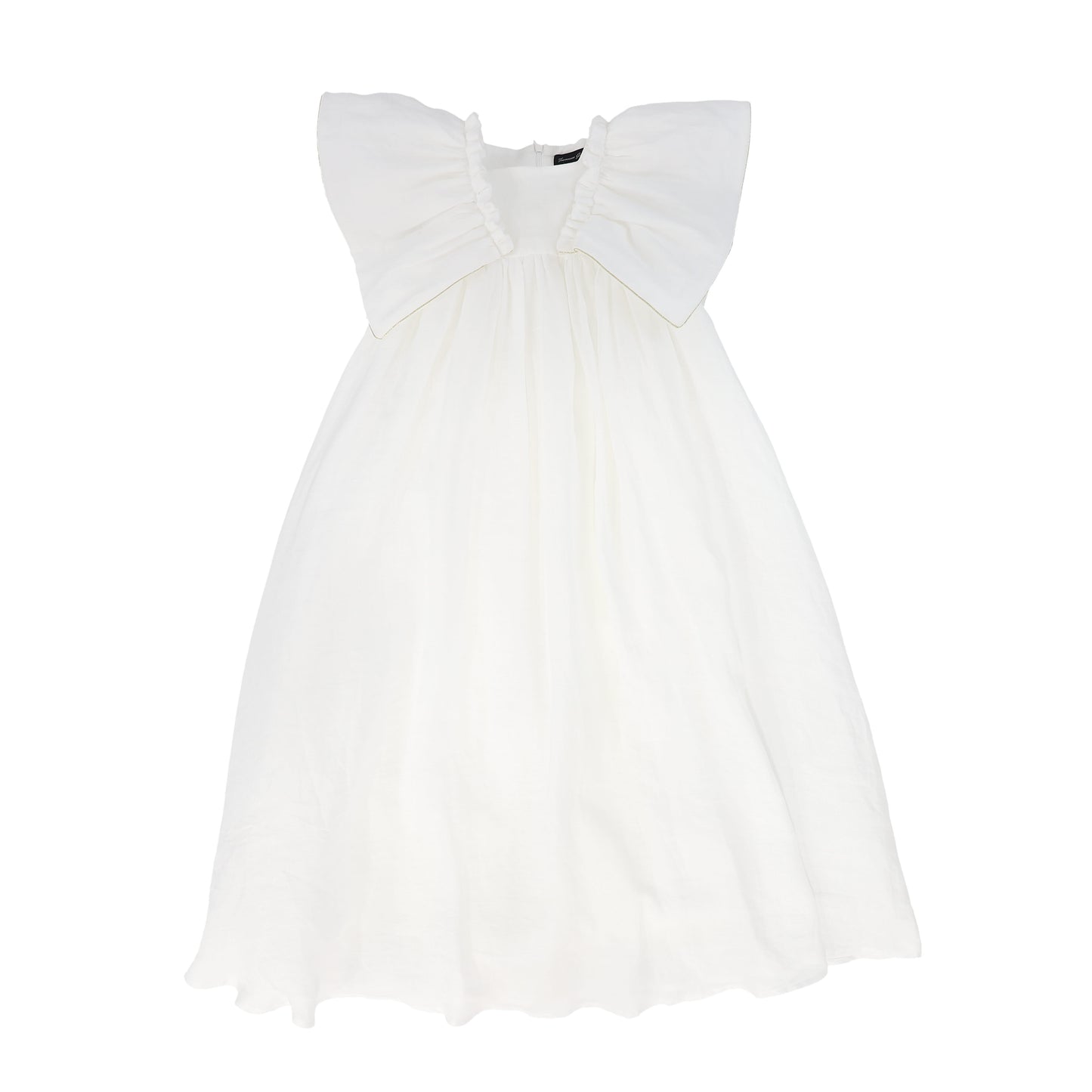 FRANCESCA GUILIANO IVORY GATHERED FLUTTER SLEEVE GOWN