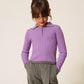 TWINSET PERIWINKLE/GREY TRIM RIBBED KNIT POLO
