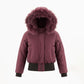 PRAMIE BURGUNDY FUR TRIM BOMBER COAT