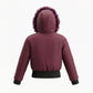 PRAMIE BURGUNDY FUR TRIM BOMBER COAT