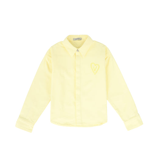 VALENTINA YELLOW DENIM HEART PATCH BLOUSE