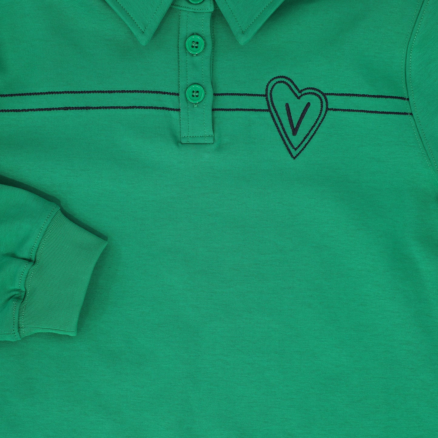 VALENTINA GREEN EMBROIDERED HEART POLO
