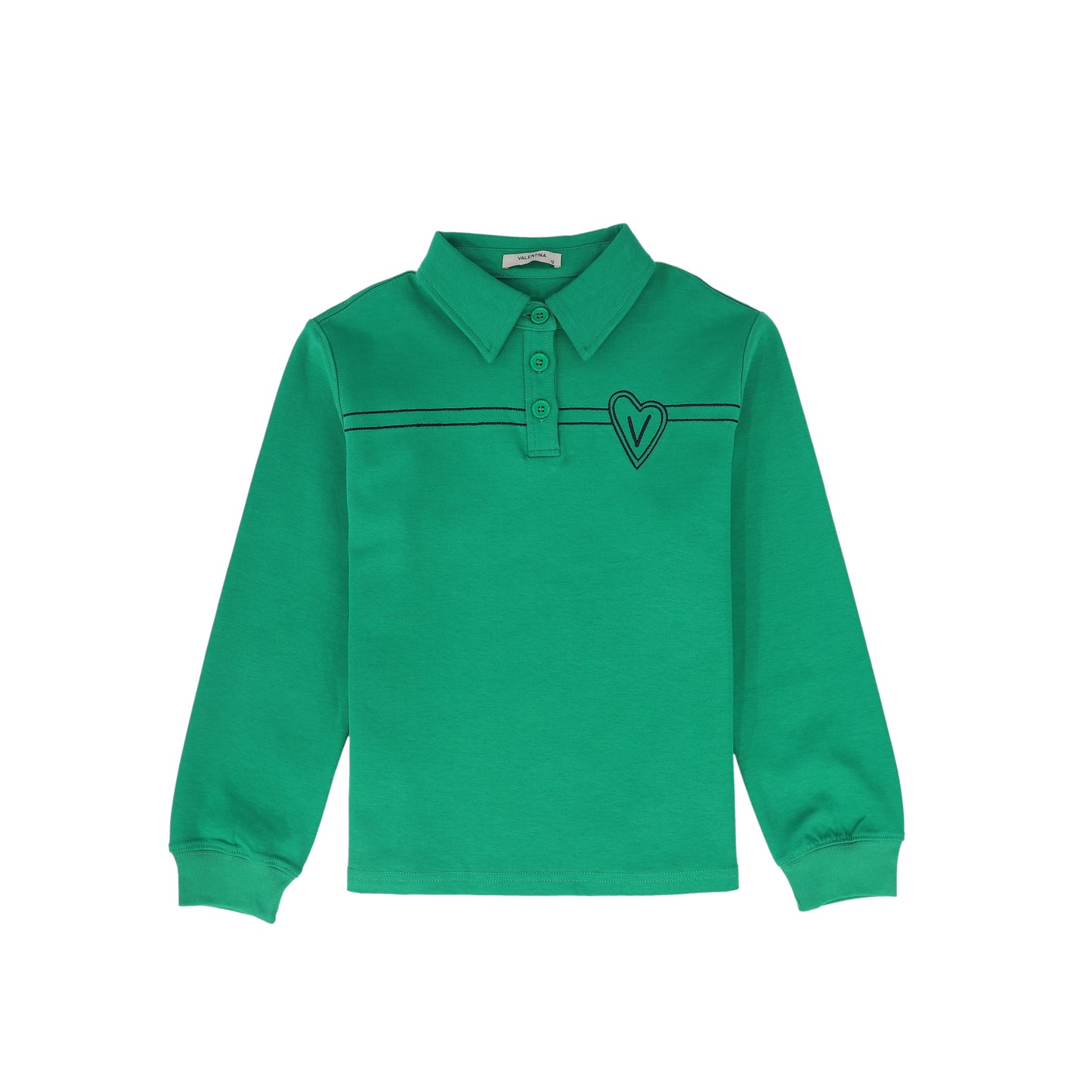 VALENTINA GREEN EMBROIDERED HEART POLO
